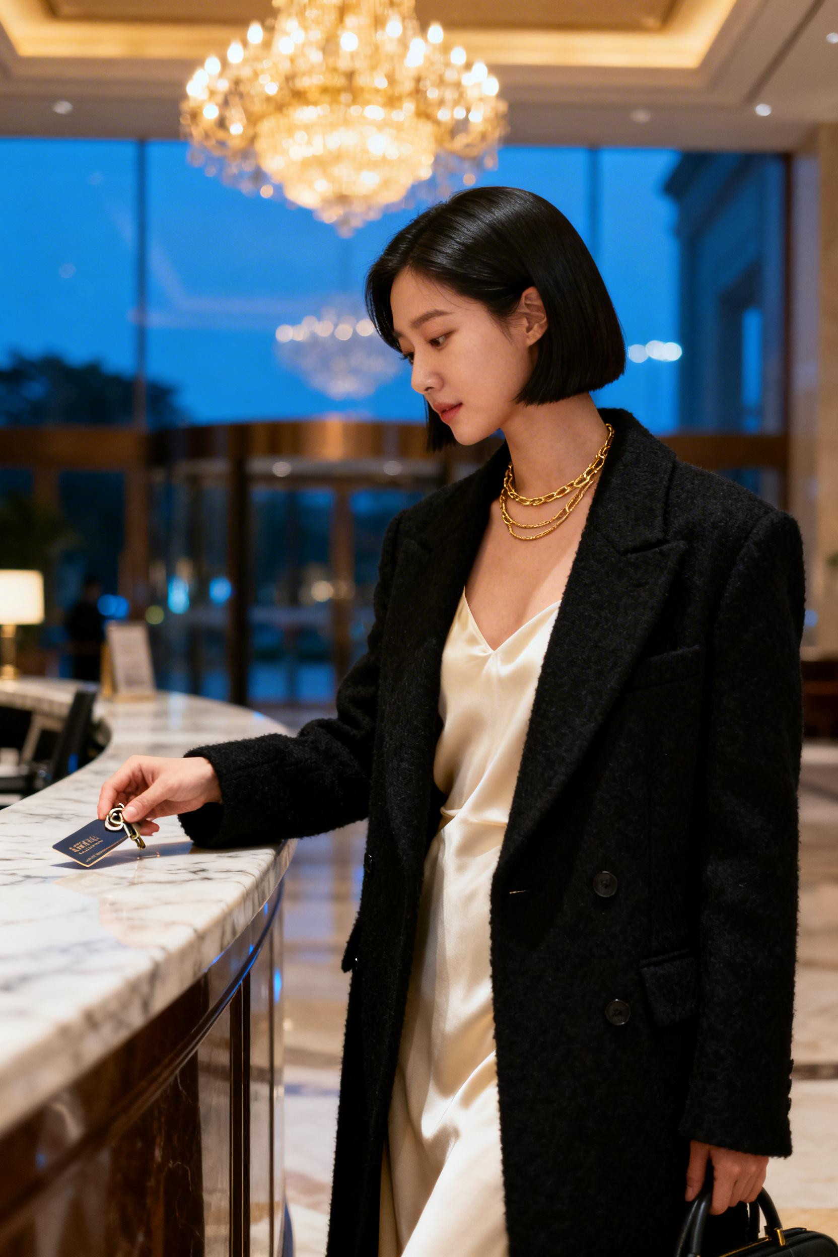 Winter Night Out Outfit Classy - black coat cream dress