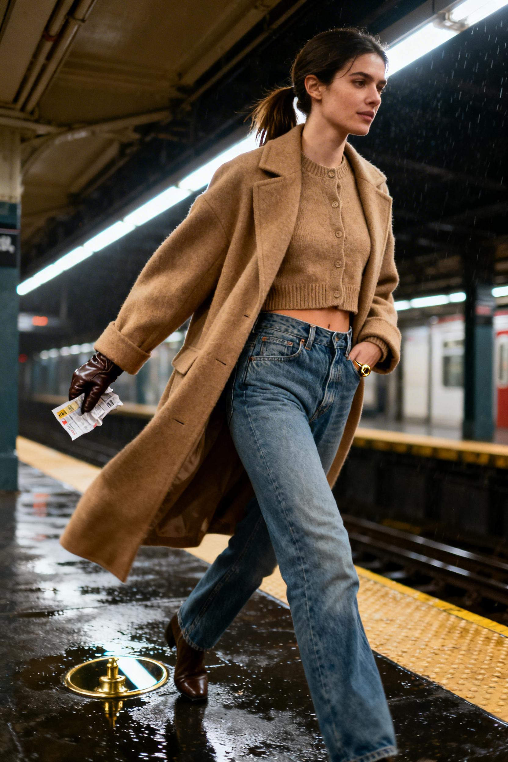 Winter Night Out Outfit Classy - camel wool coat