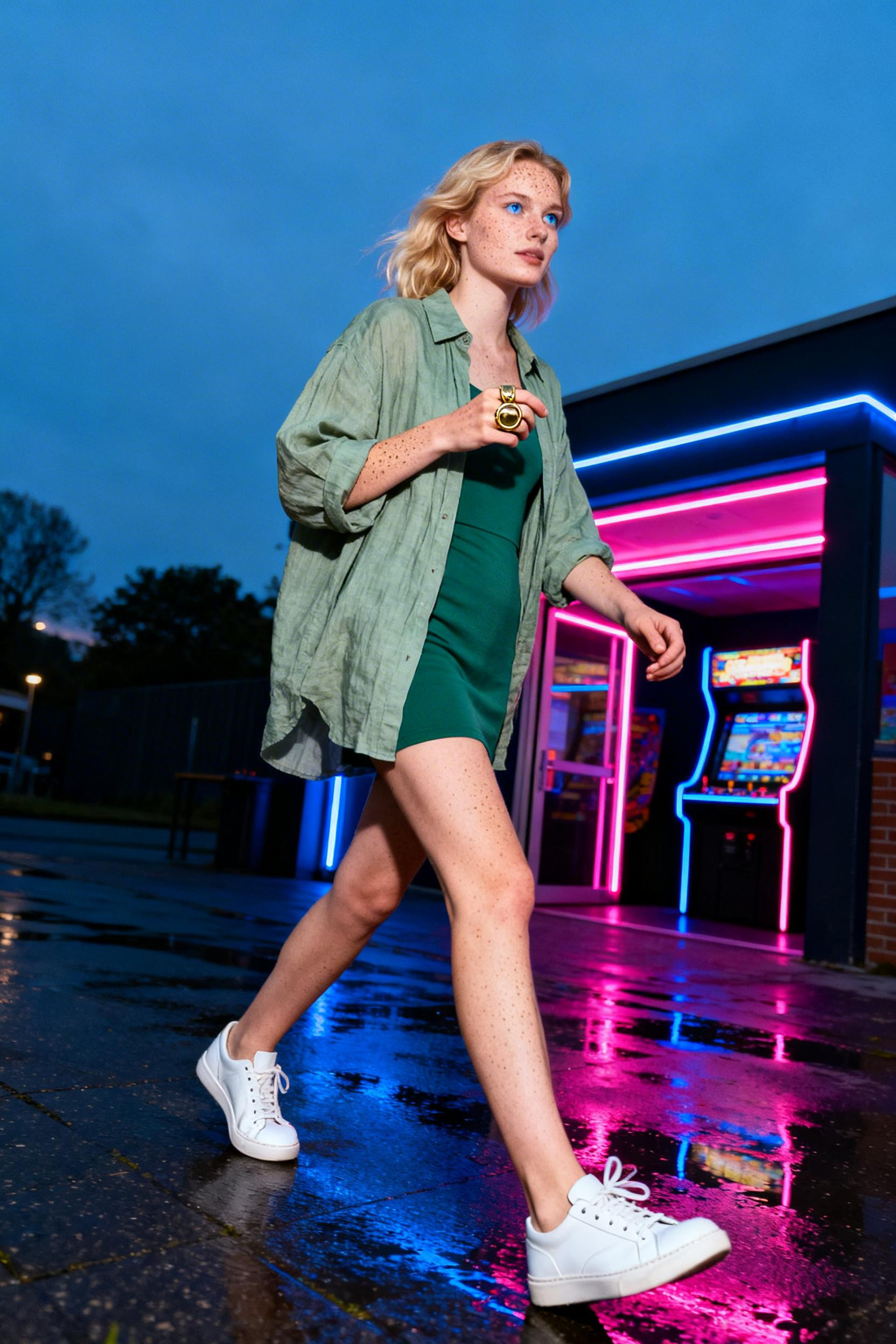 Night Club Fits - sage linen forest mini dress