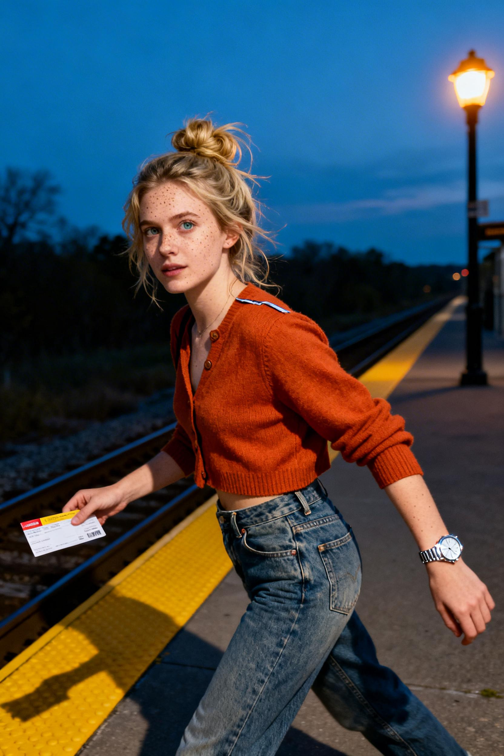Dressy Date Night Outfit - burnt orange cardigan high-waist jeans