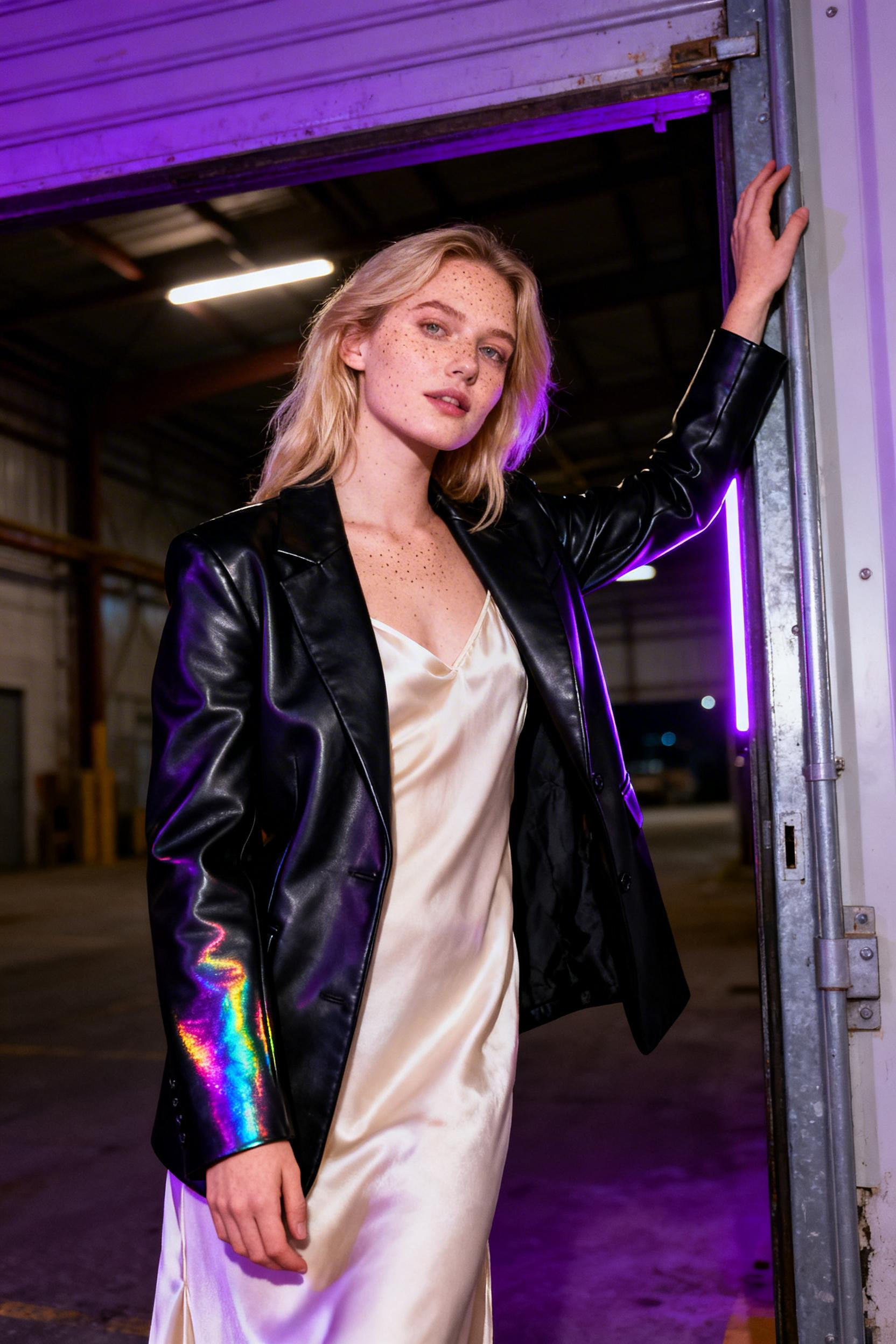 Outfit Ideas Date Night Casual - leather blazer silk dress