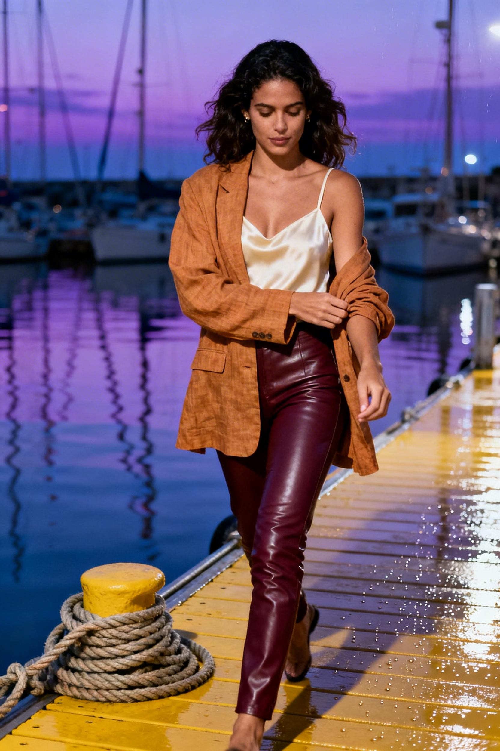 Friday Date Night Outfit - burgundy leather