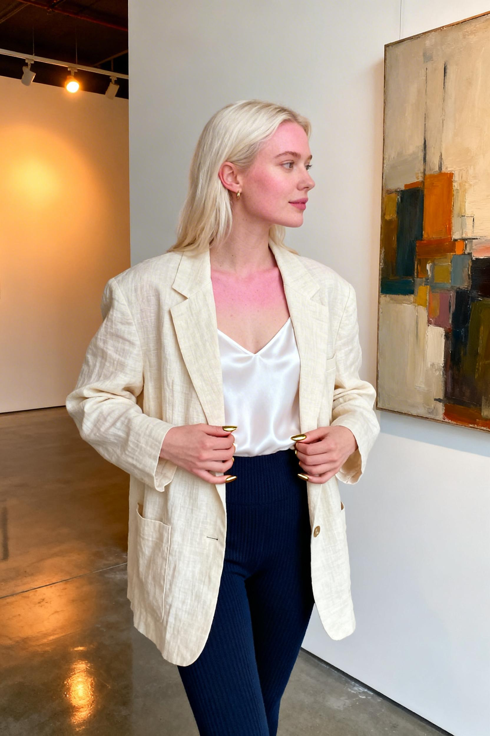 Warm Date Night Outfit - navy blazer
