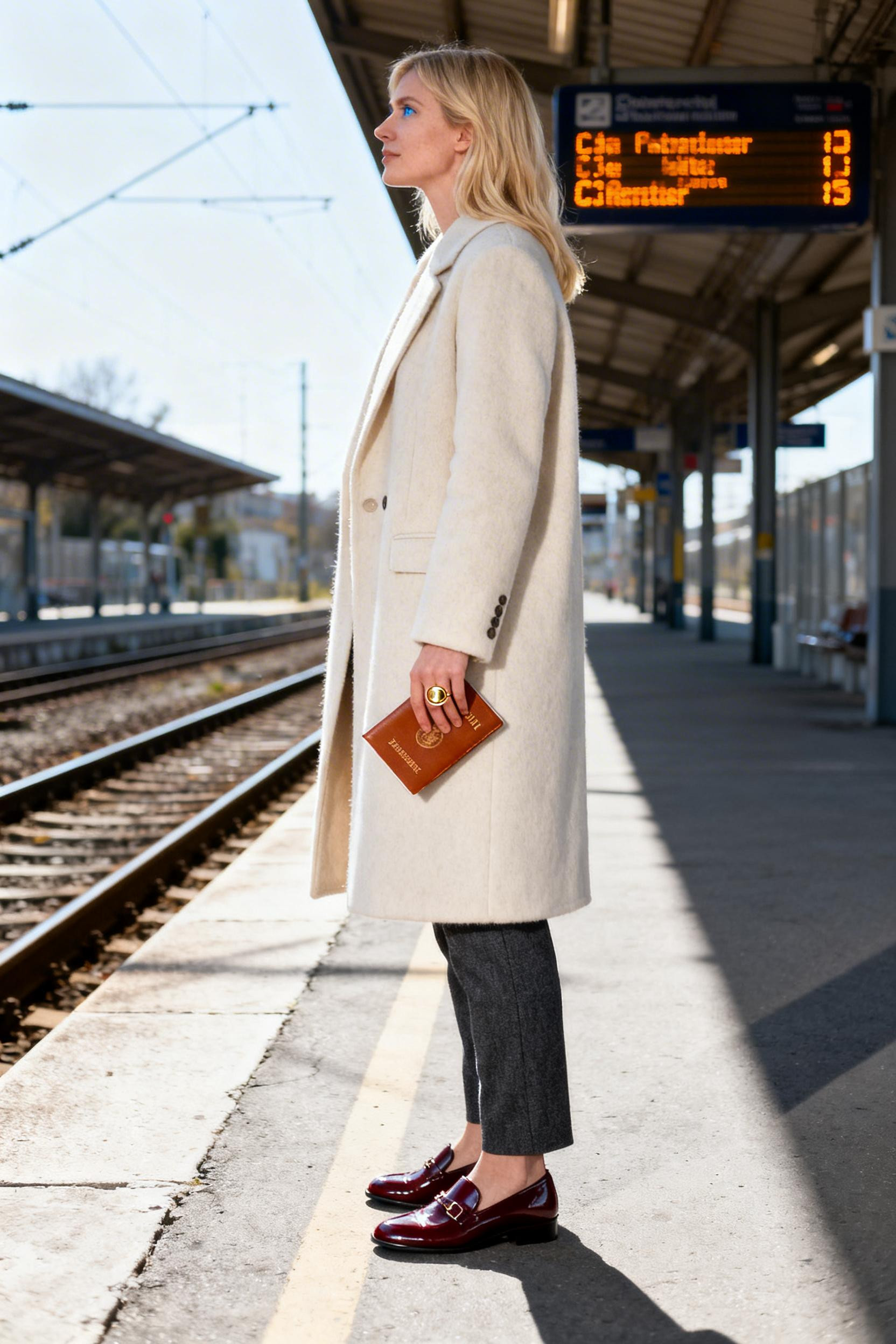 Old Money Aesthetic Outfit - cream coat platform