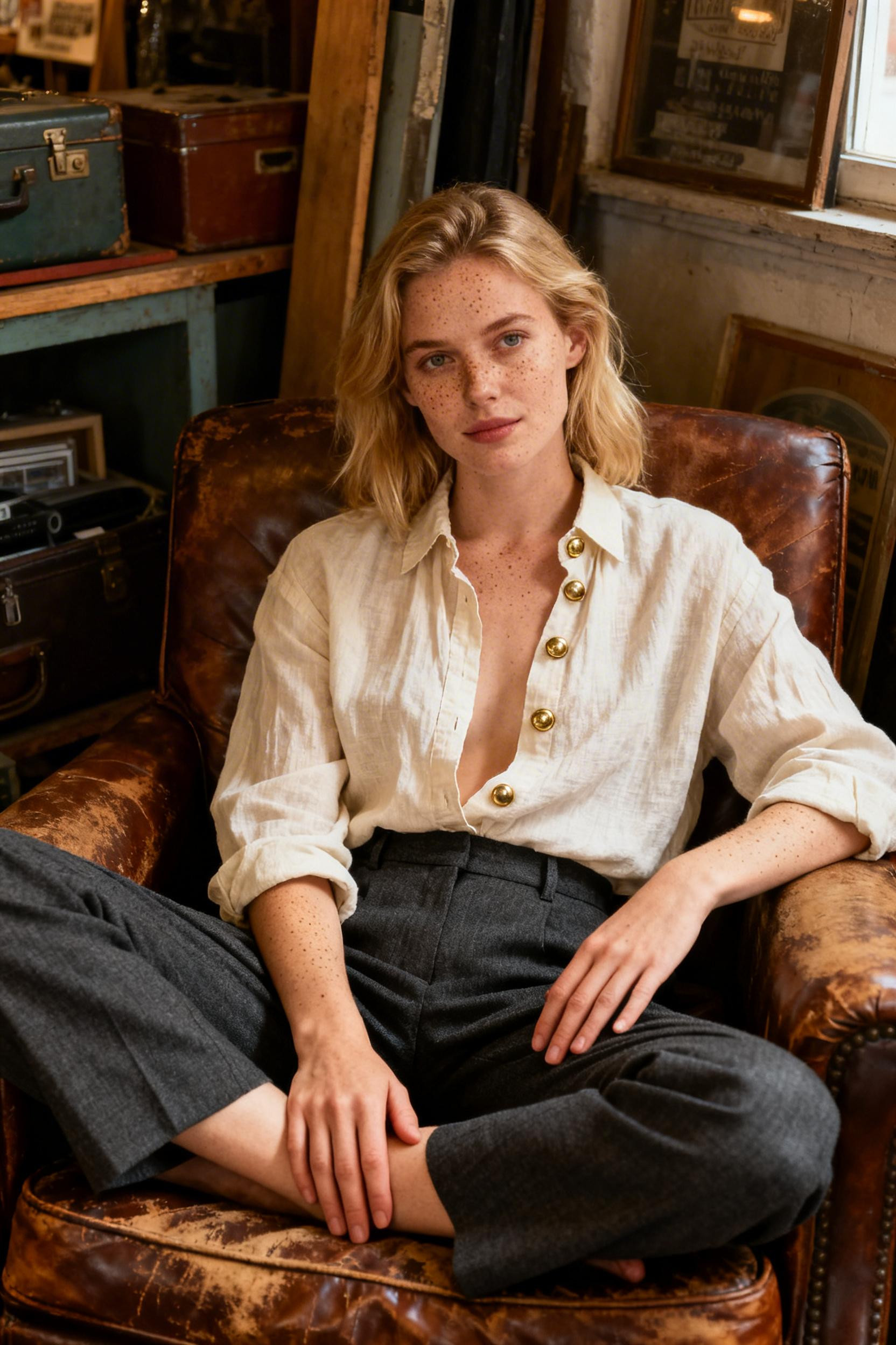 Old Money Style - cream linen shirt charcoal trousers