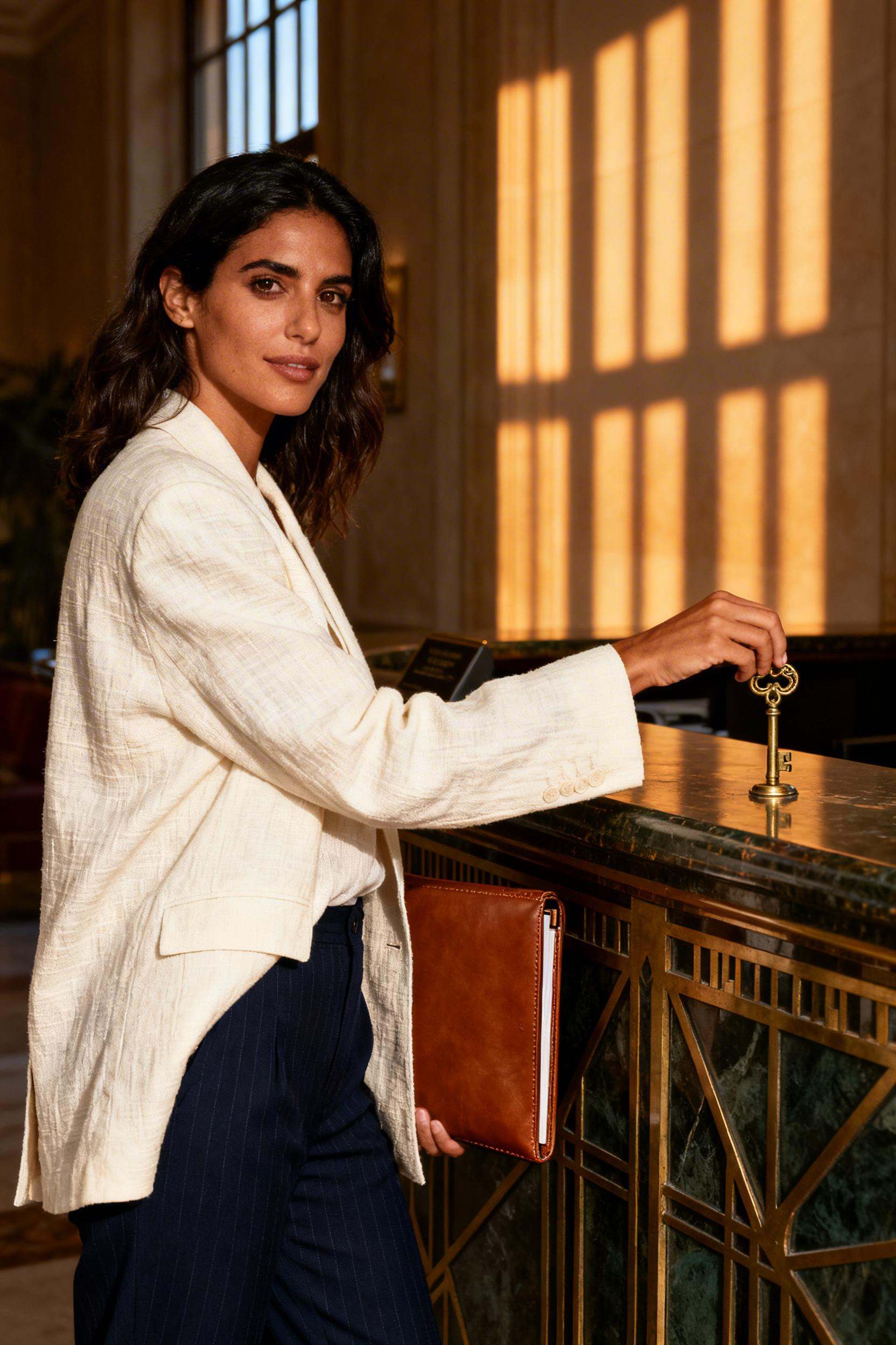 Modest Fashion Outfits - navy trousers cream blazer