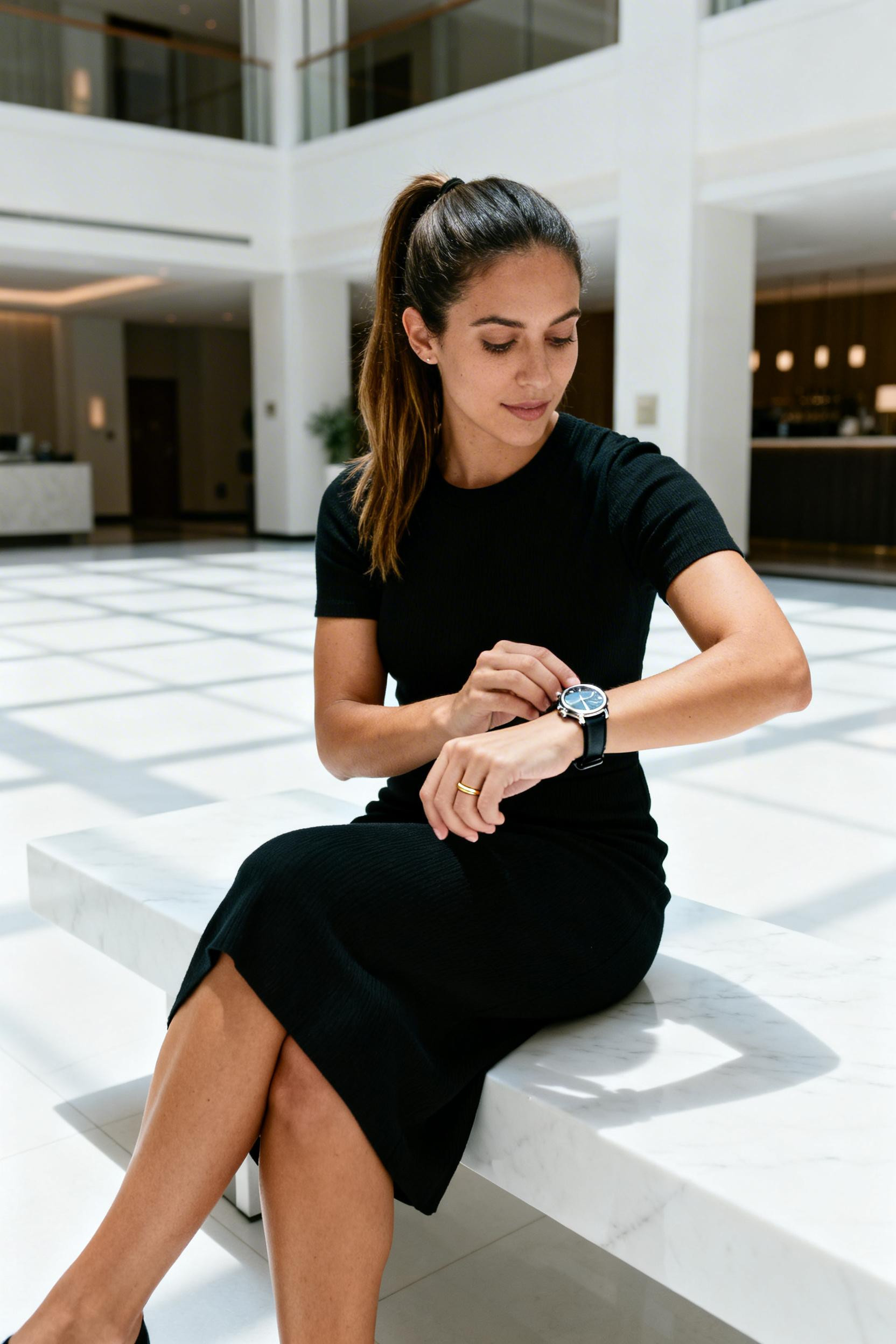 Old Money Style - black column midi dress