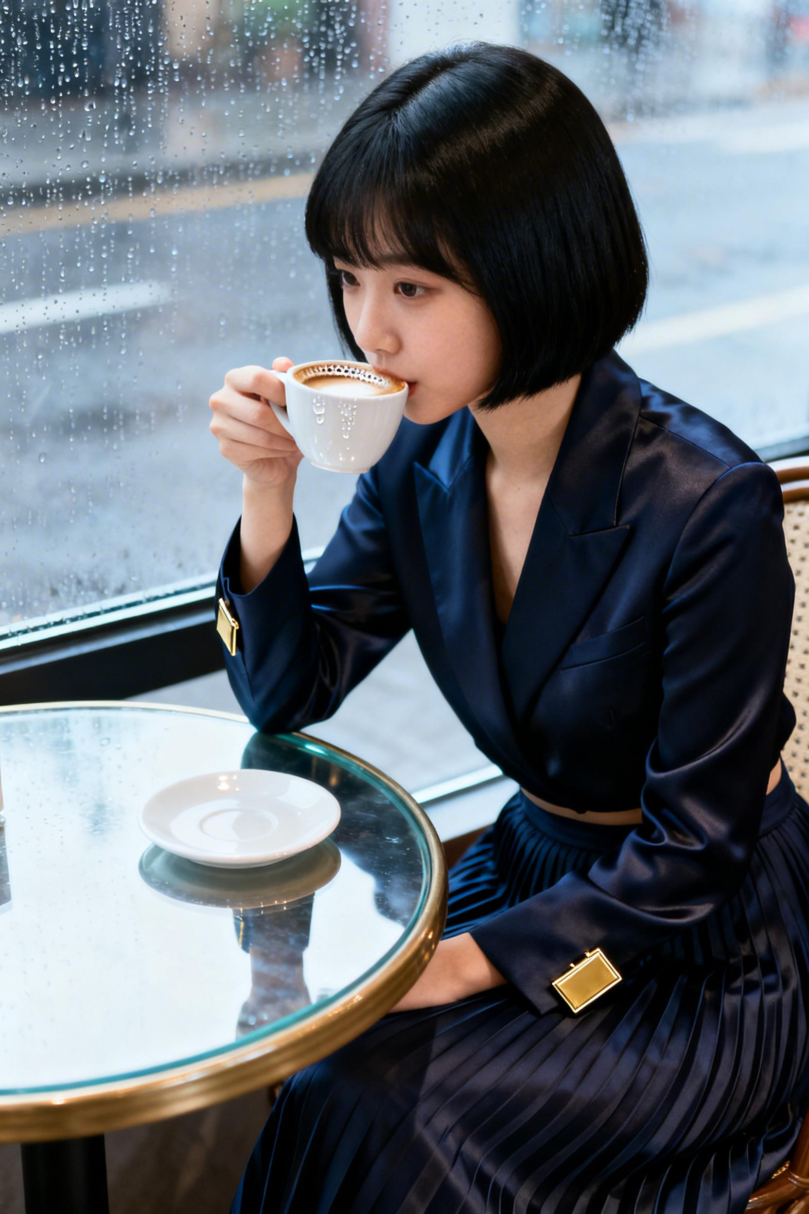 Cocktail Attire For Women - navy silk blazer set