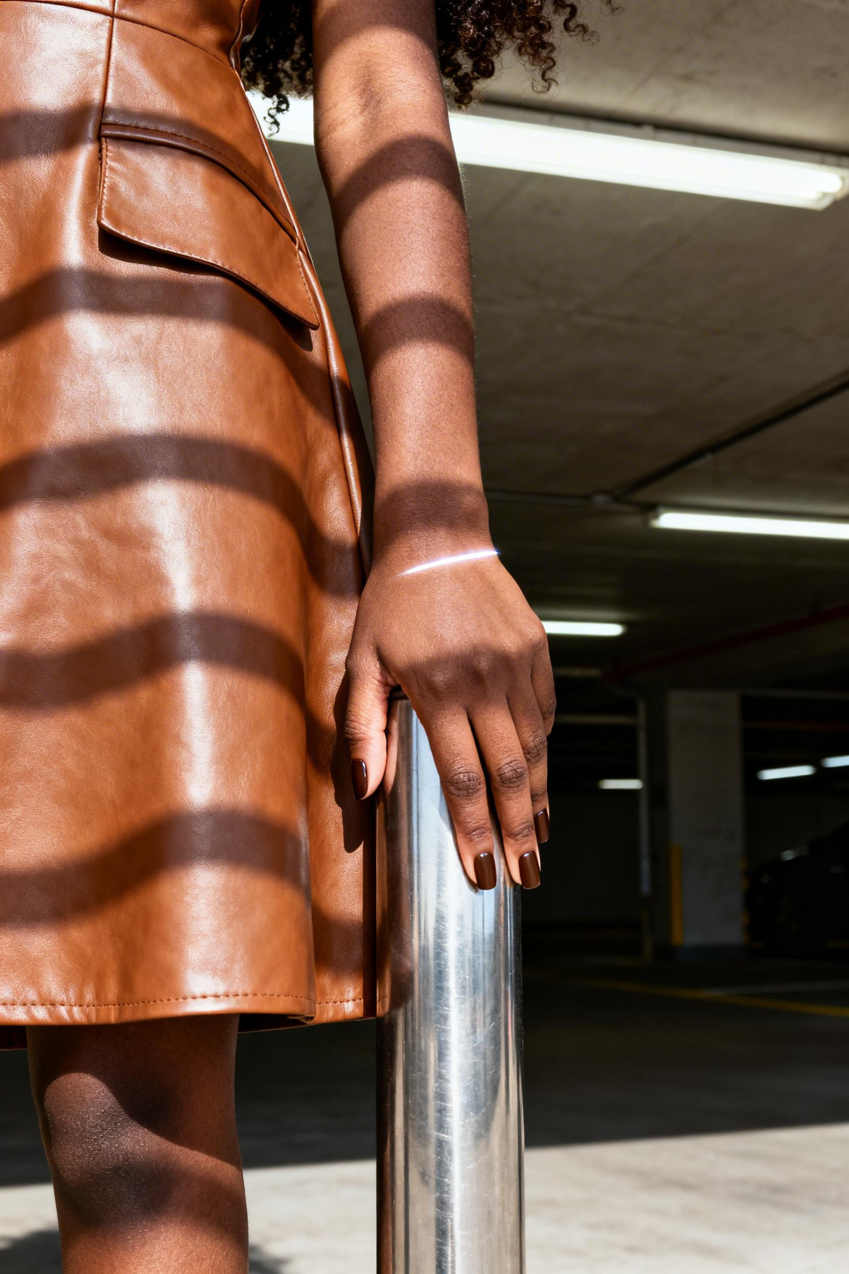 Dress Like Old Money - cognac leather A-line dress