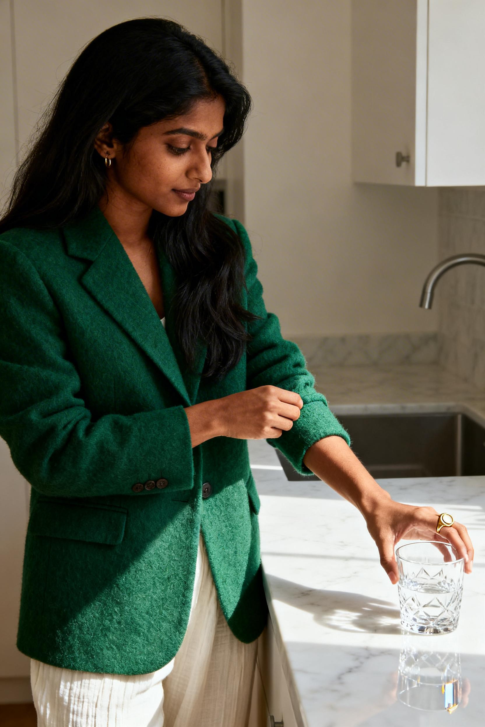 Coord Sets - emerald green tailored blazer