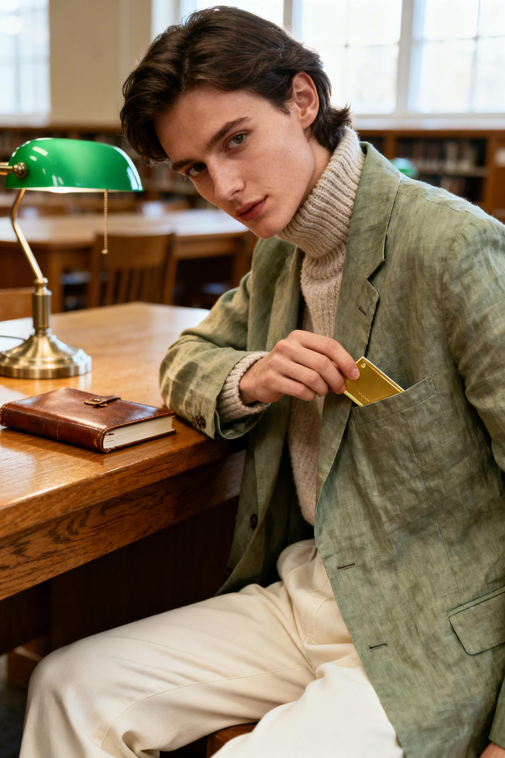 Early Spring Outfits - sage linen blazer cream trousers