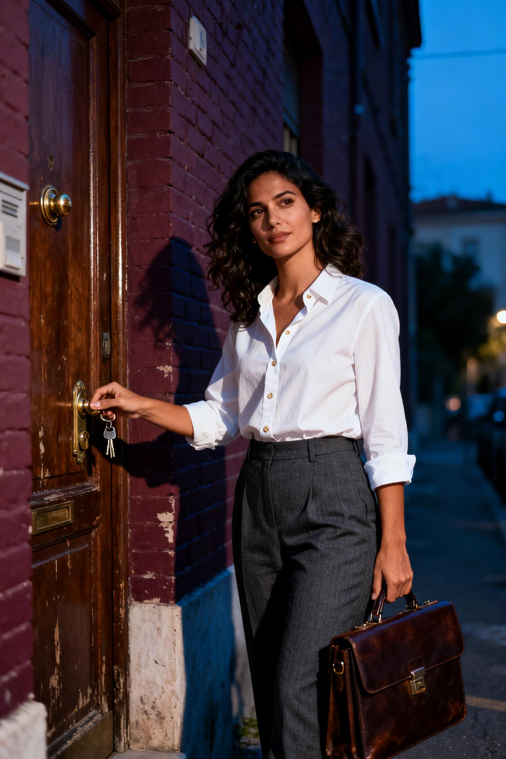 Date Night Outfit Classy - charcoal trousers white shirt