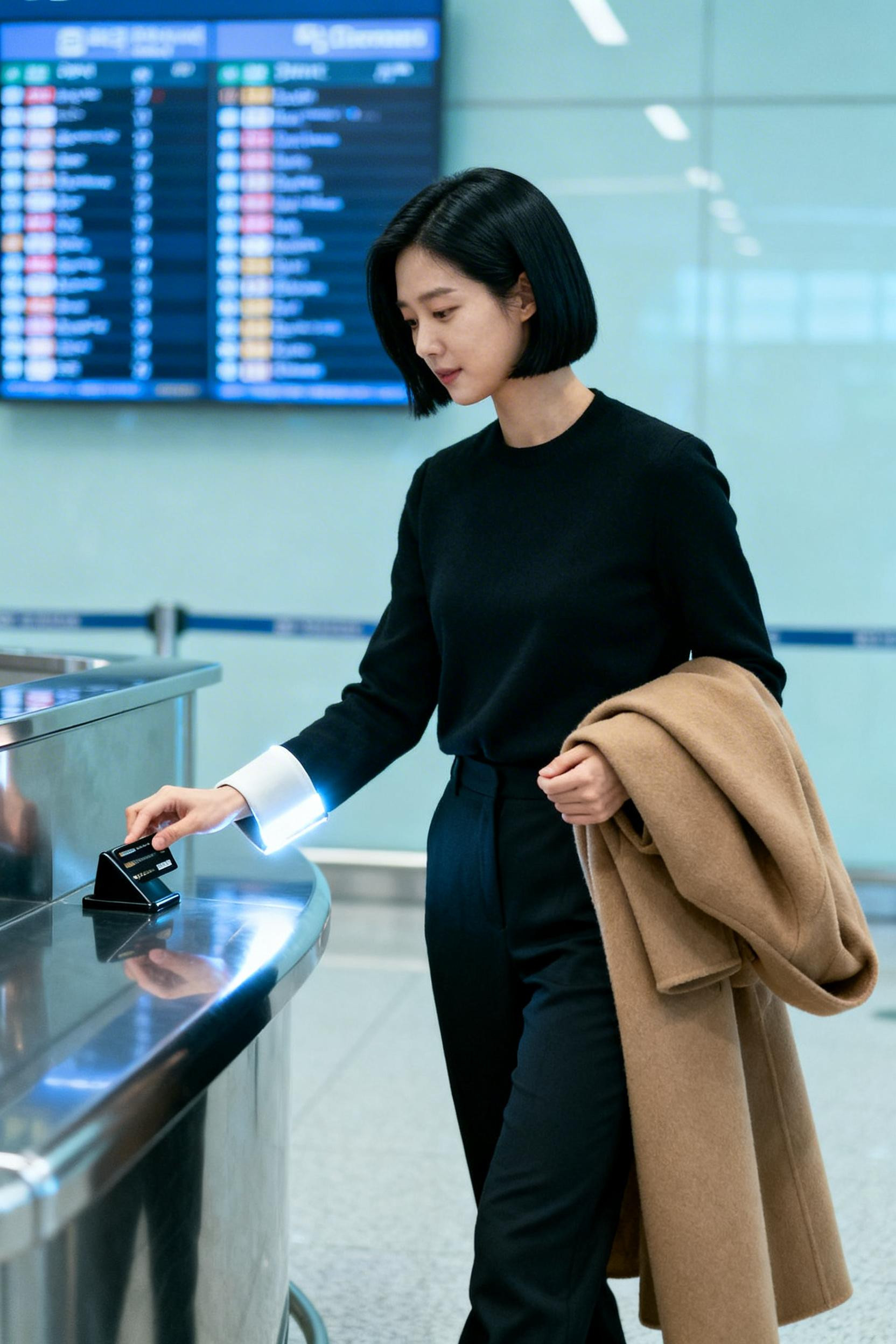 Winter Outfits 2025 Women - camel coat with tailored black trousers