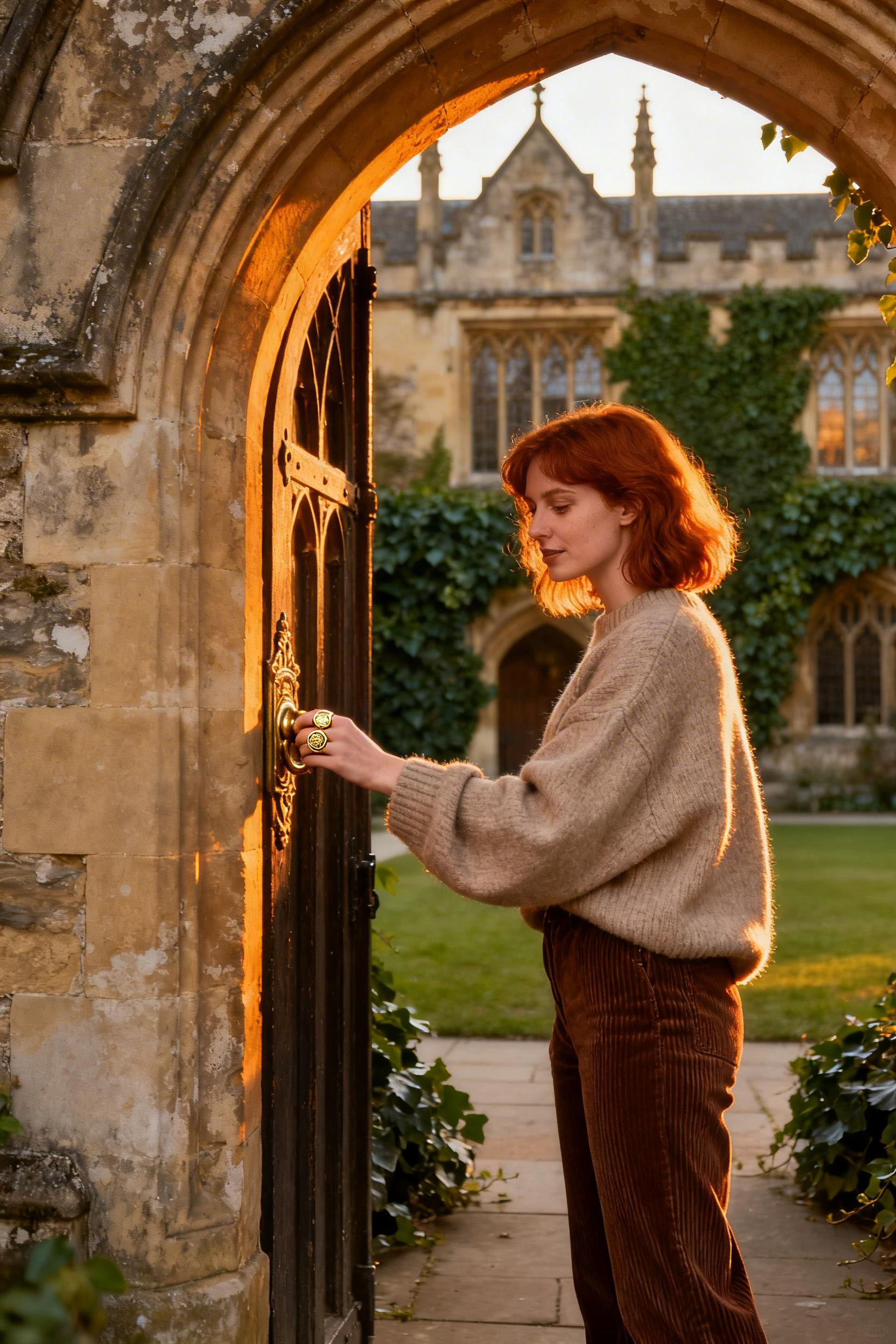 Boarding School Outfits - chocolate corduroys oatmeal jumper