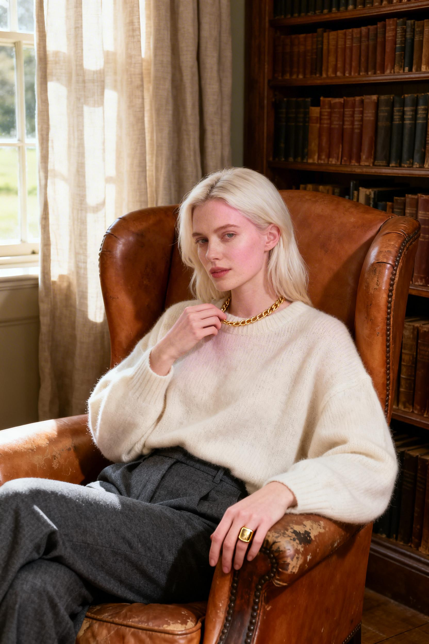 Airport Outfit - cashmere sweater tailored trousers