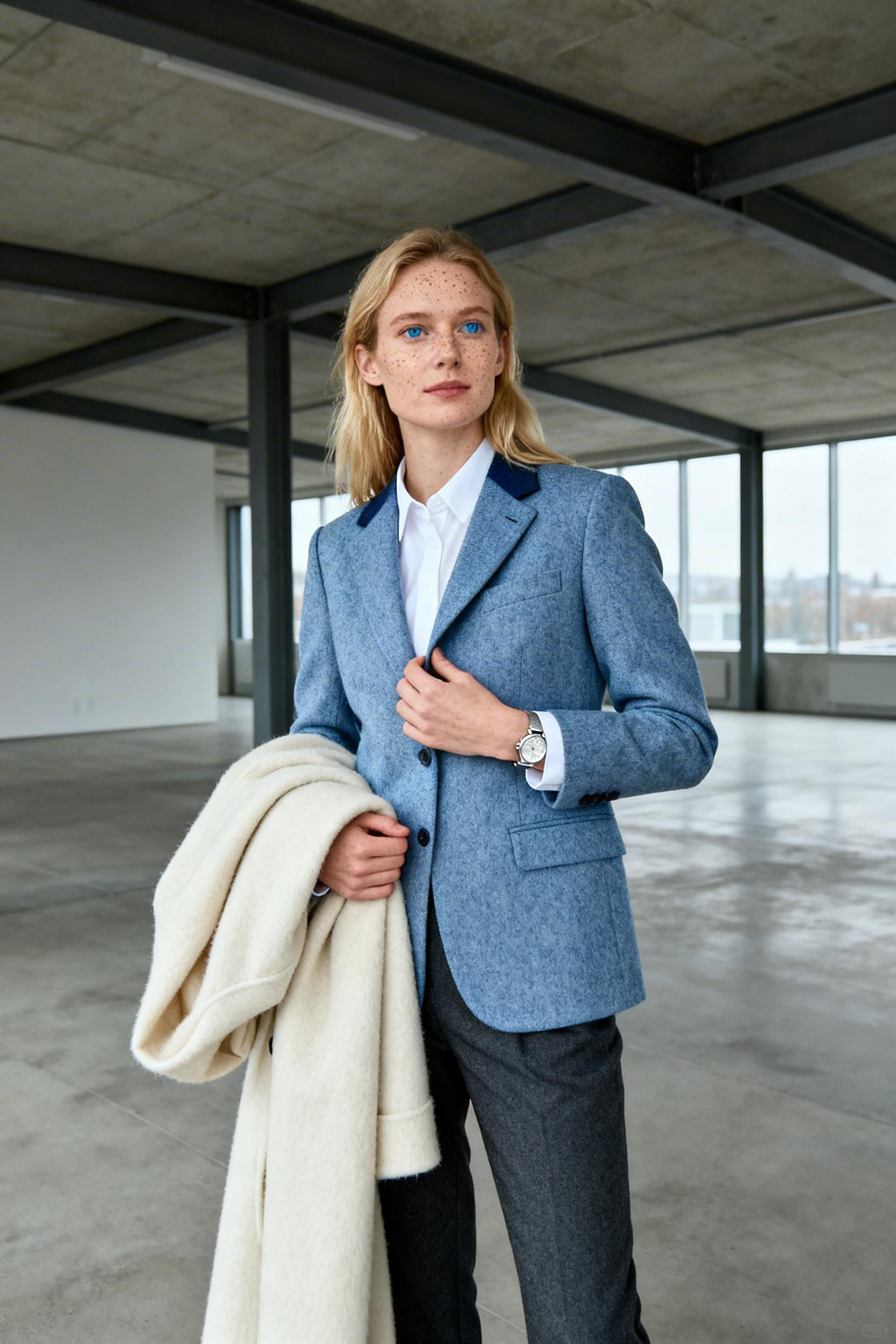 Business Casual Outfits - navy blazer charcoal trousers