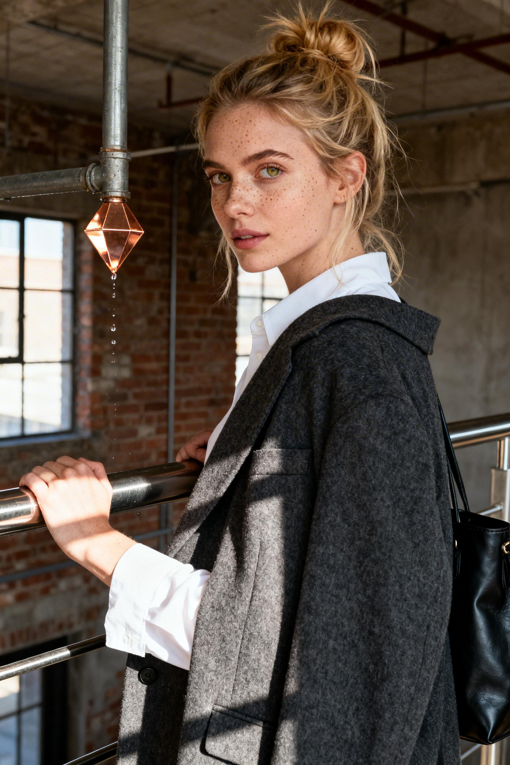 Classy Office Outfit - oversized charcoal blazer white shirt