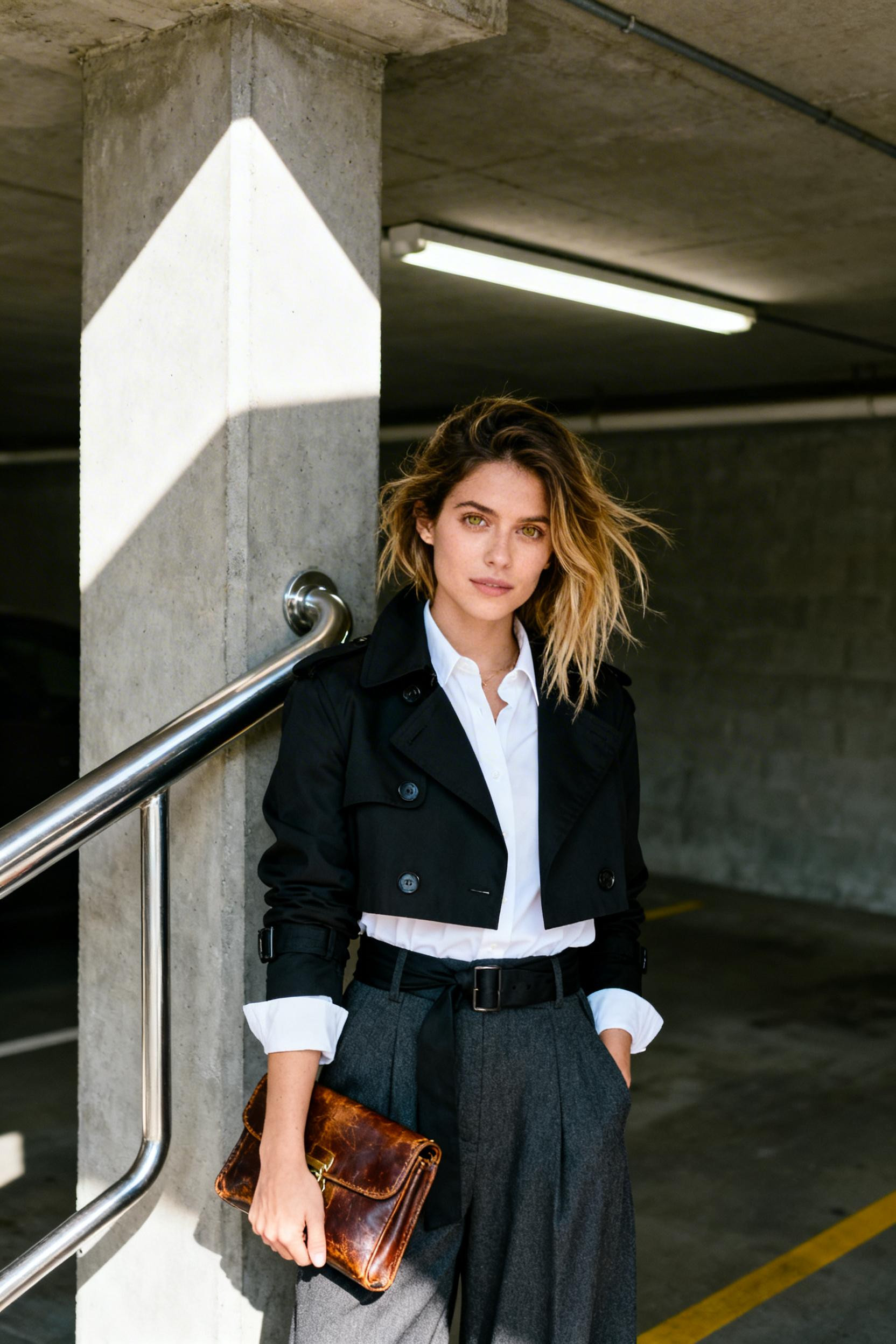 2000S Fashion - black cropped trench