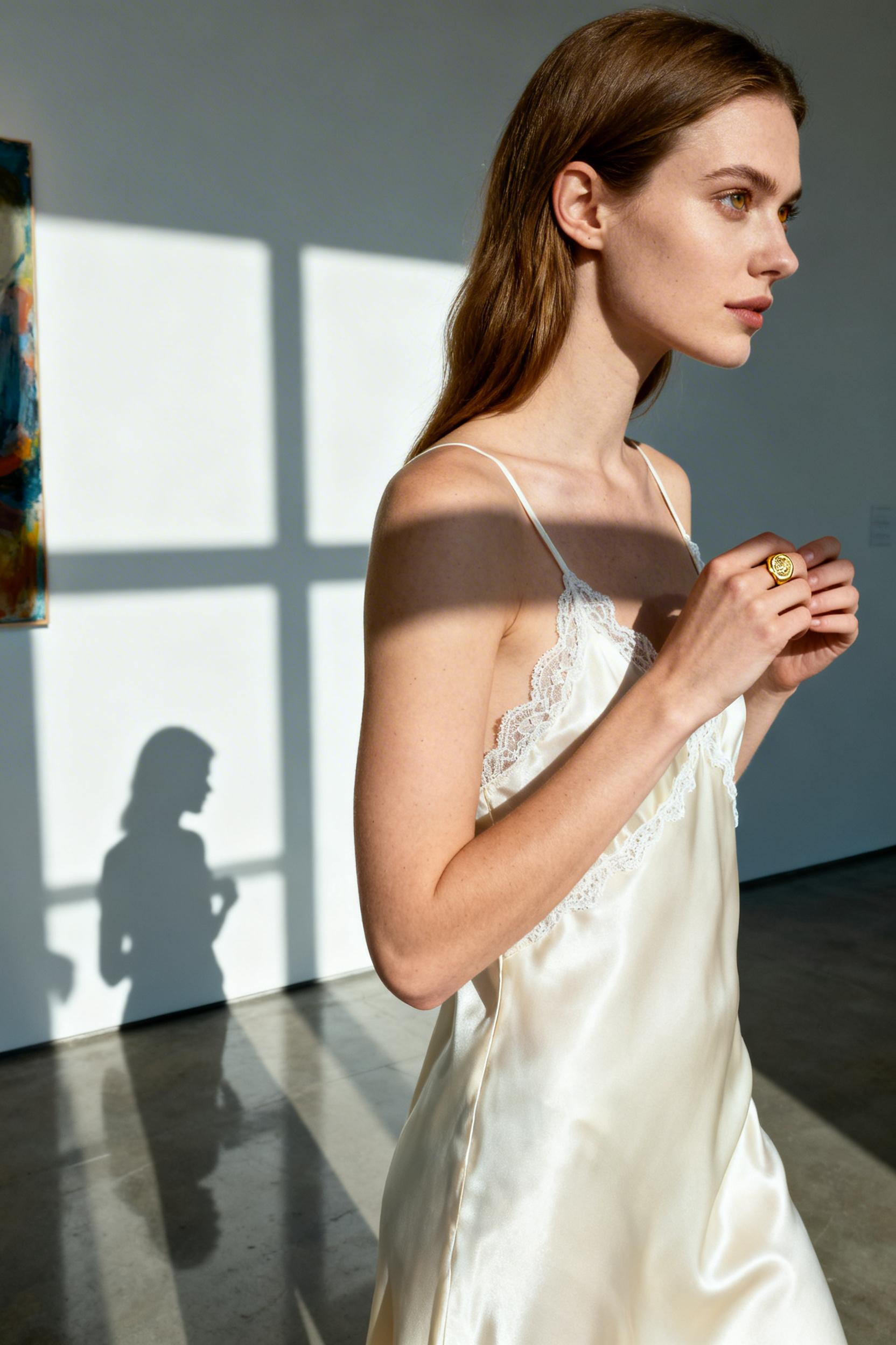 Birthday Dinner Outfit Classy - silk slip lace trim