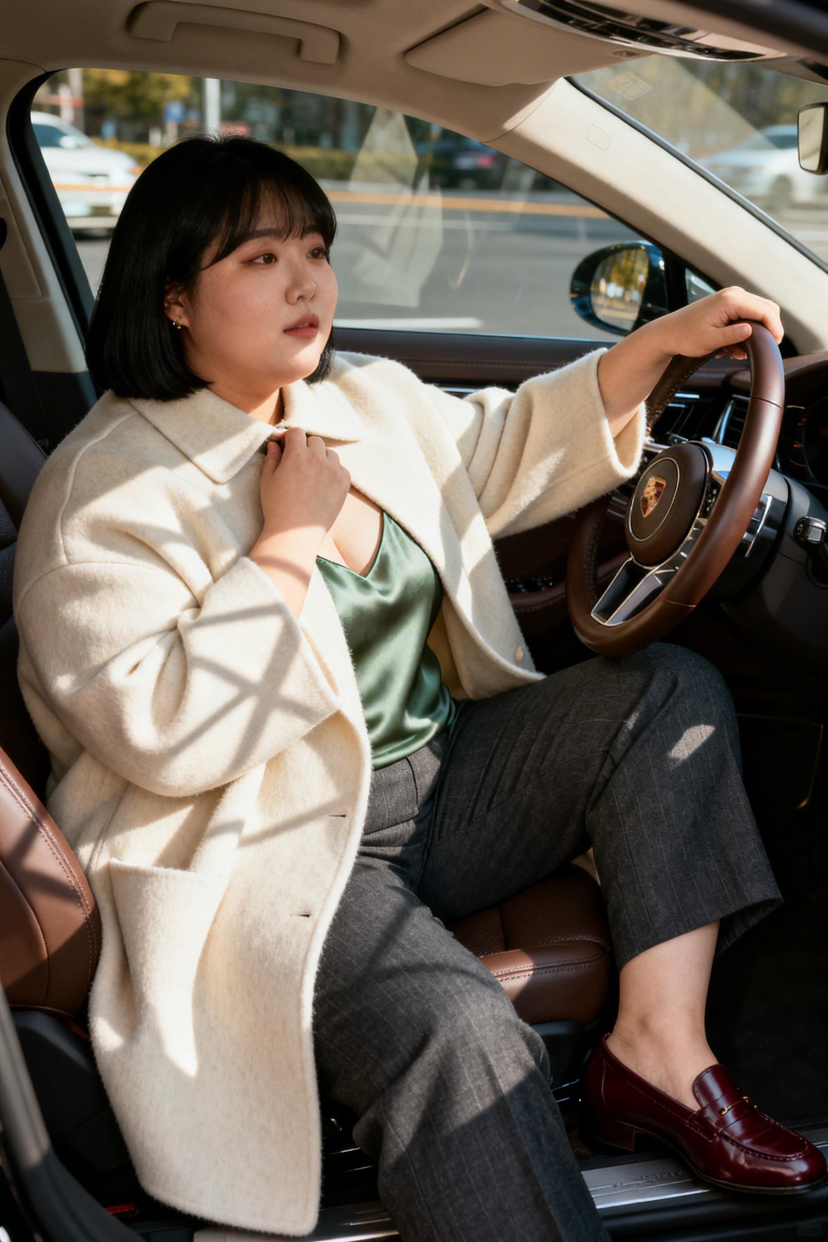 Plus Size Corporate Outfits - cream wool cocoon coat