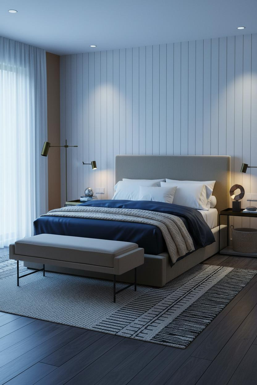 Tiny Bedroom Couples Batten Wall Layout