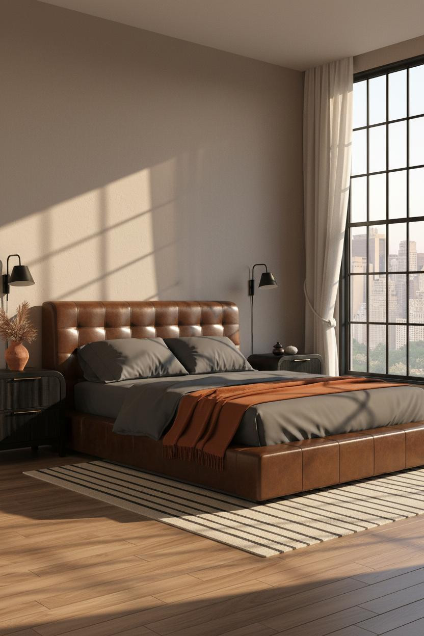 Neutral Black Bedroom Japandi Crittall Window