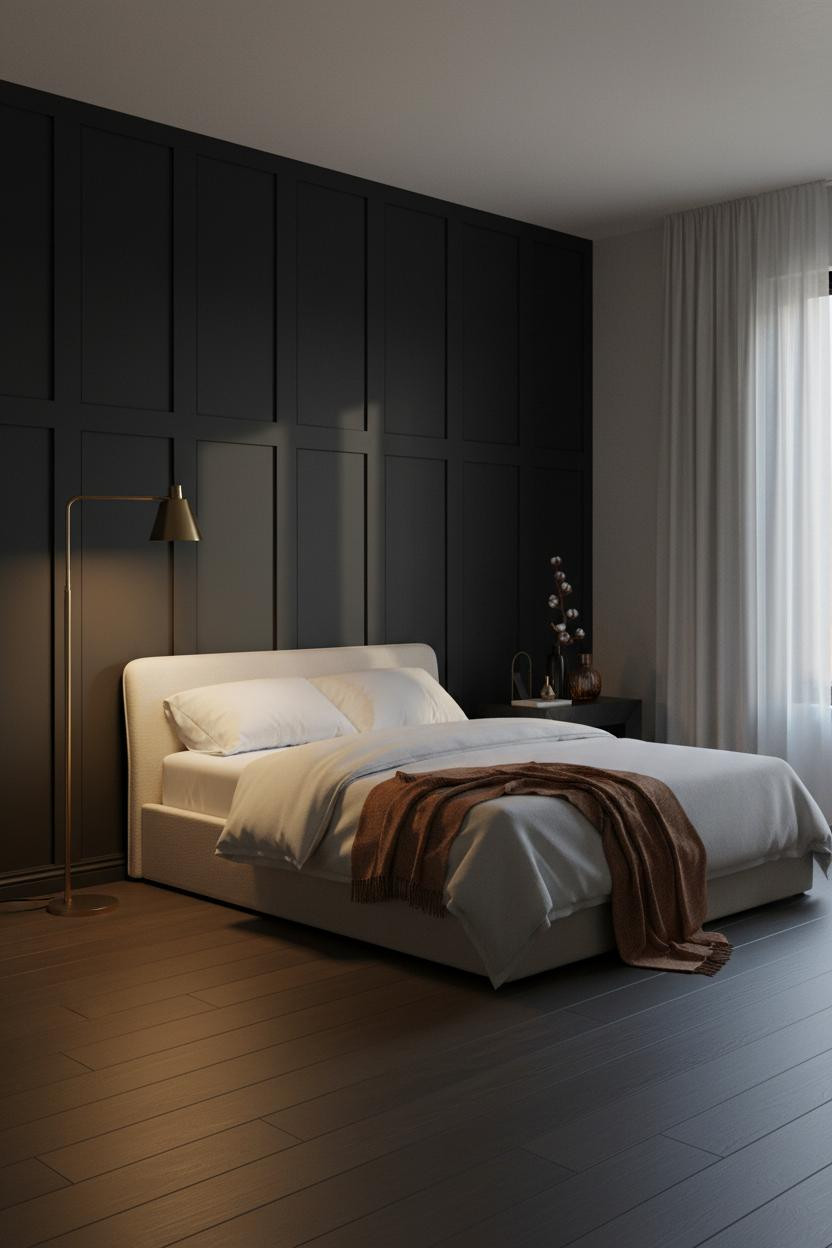 Neutral Black Bedroom Japandi Design