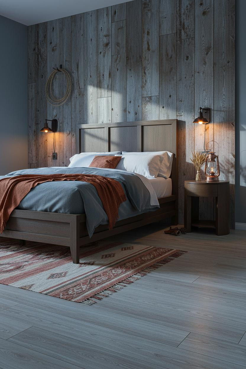 Western Chic Bedroom Reclaimed Wood Rustic
