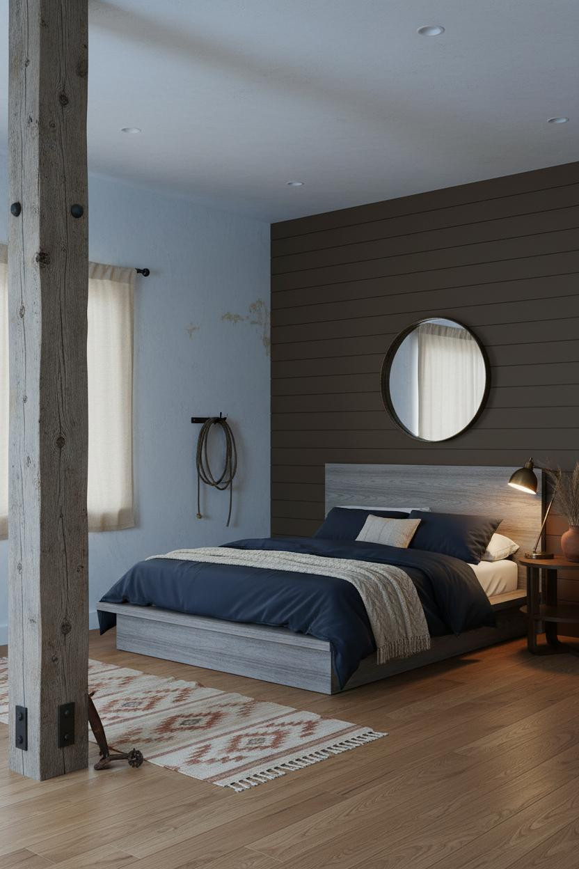 Western Bedroom Ranch Timber Post
