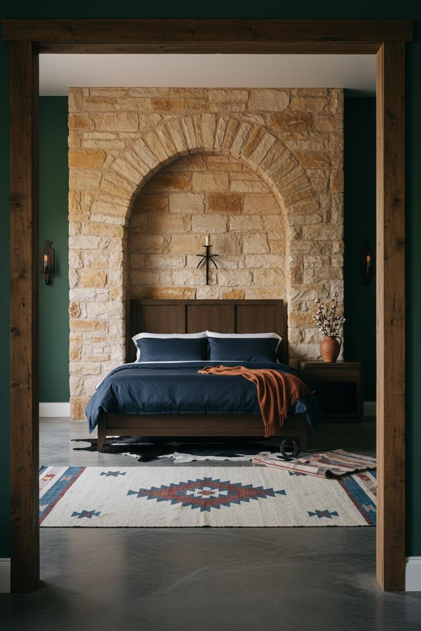 Western Chic Bedroom Stone Niche Cowboy