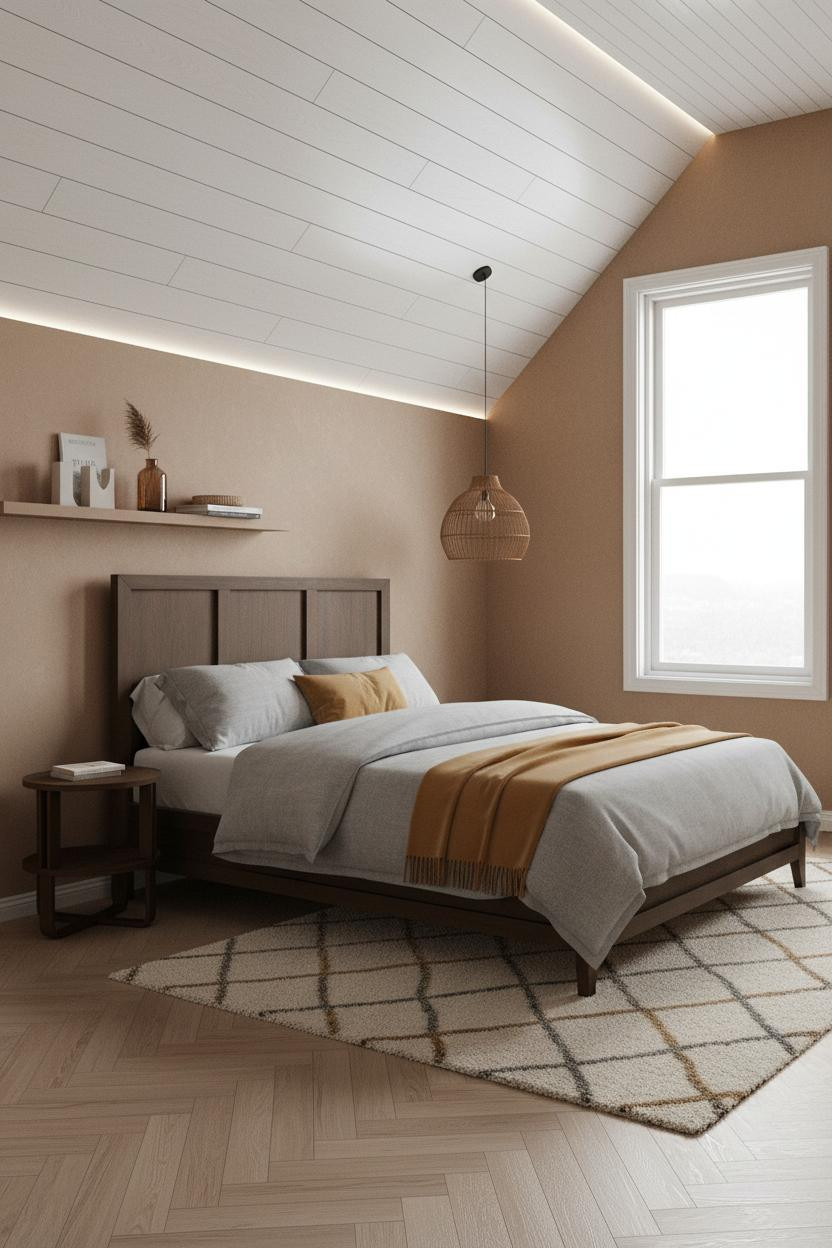 Modern Earthy Attic Bedroom Warm Minimalist