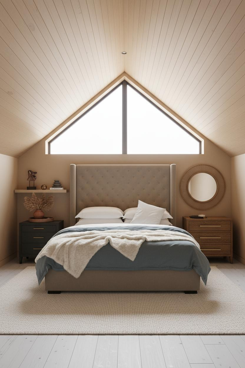 Modern Earthy Attic Bedroom Warm Minimalist