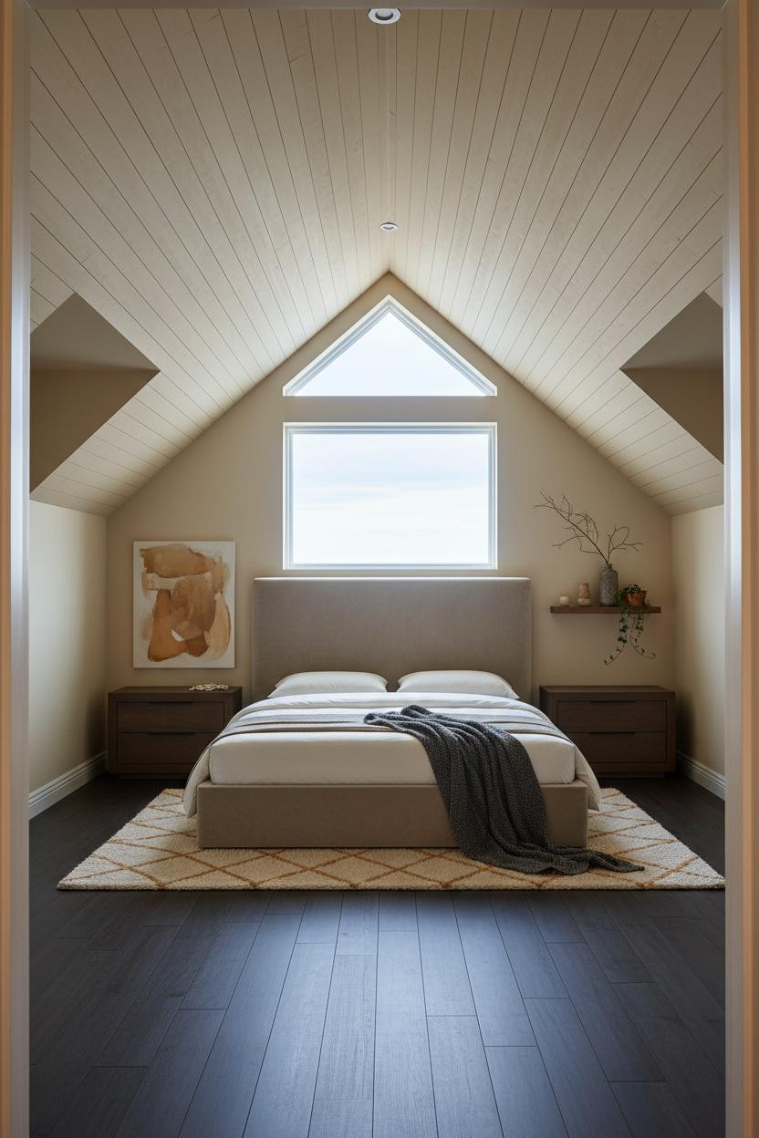 Modern Earthy Attic Bedroom Warm Minimalist