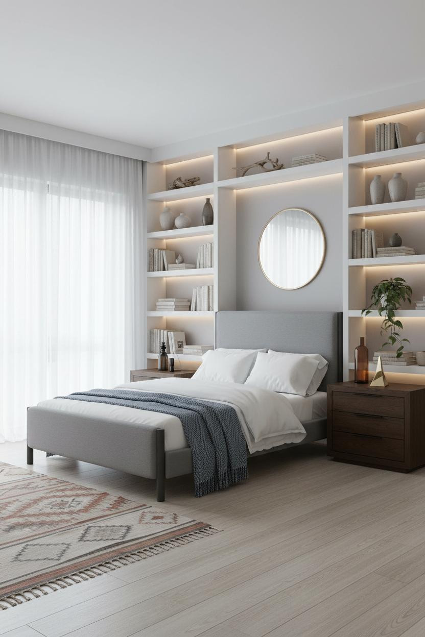 Dark Gray Bed Frame Coastal Modern Bedroom