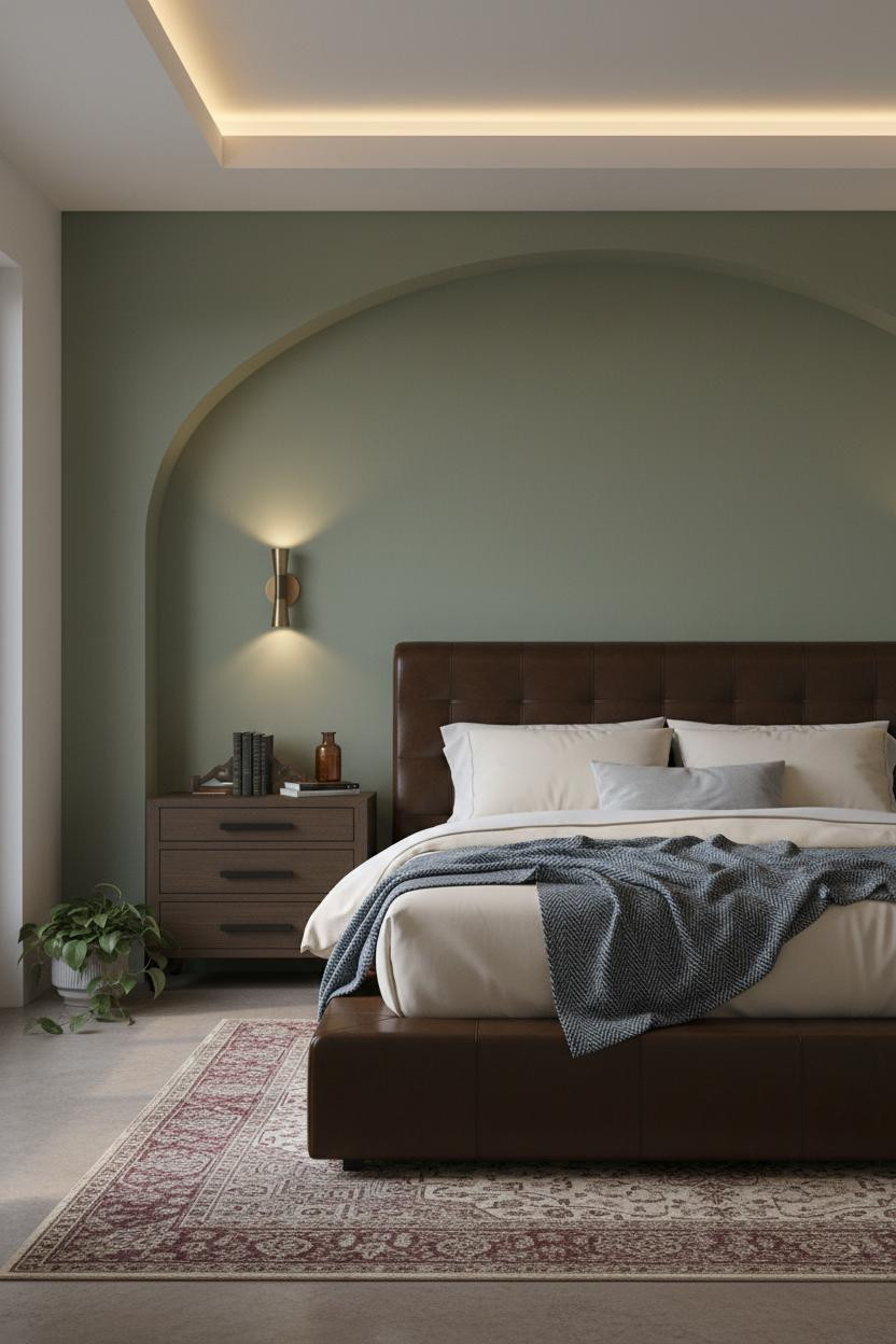 Dark Gray Bed Frame Bedroom Transitional
