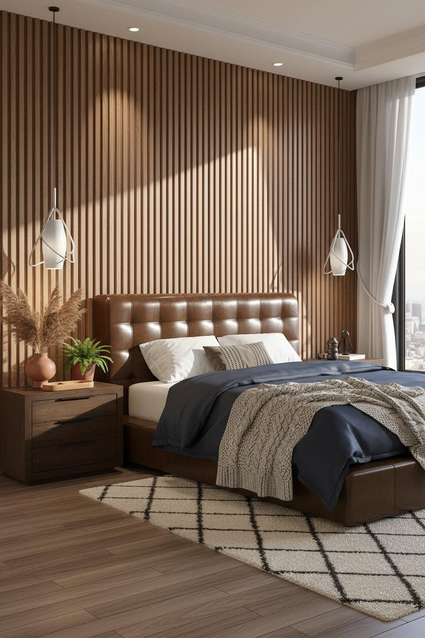 Dark Gray Bed Frame Bedroom Walnut Panel