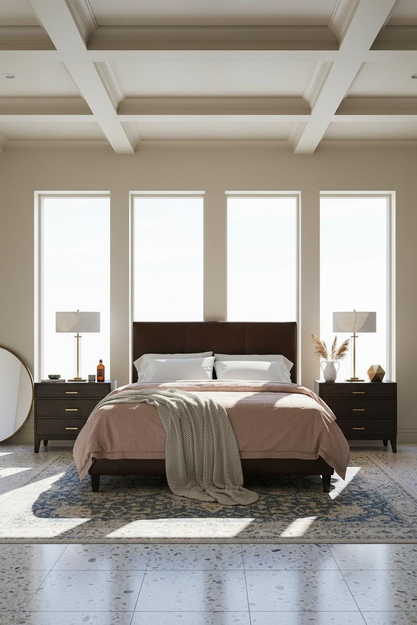 Dark Gray Bed Frame Bedroom Art Deco