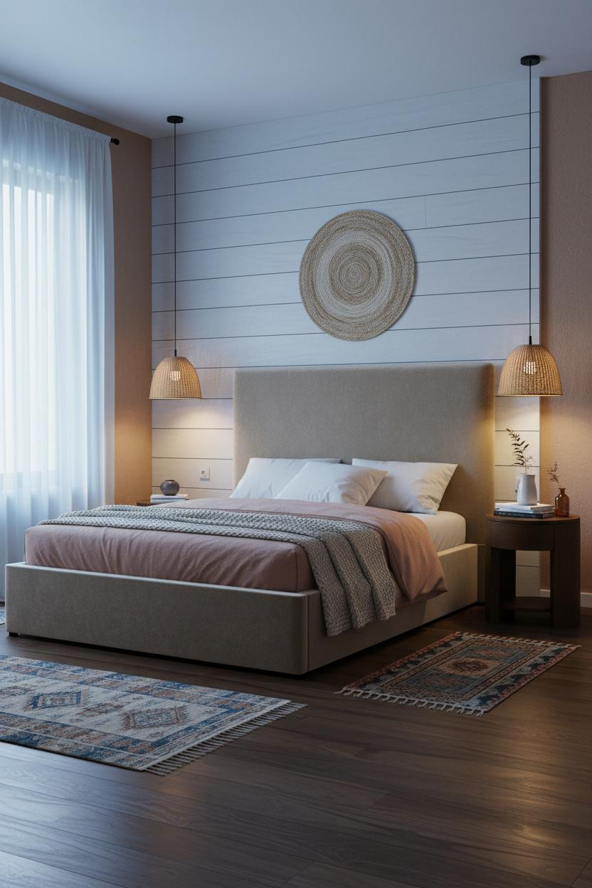 Boho Studio Apartment Shiplap Bedroom