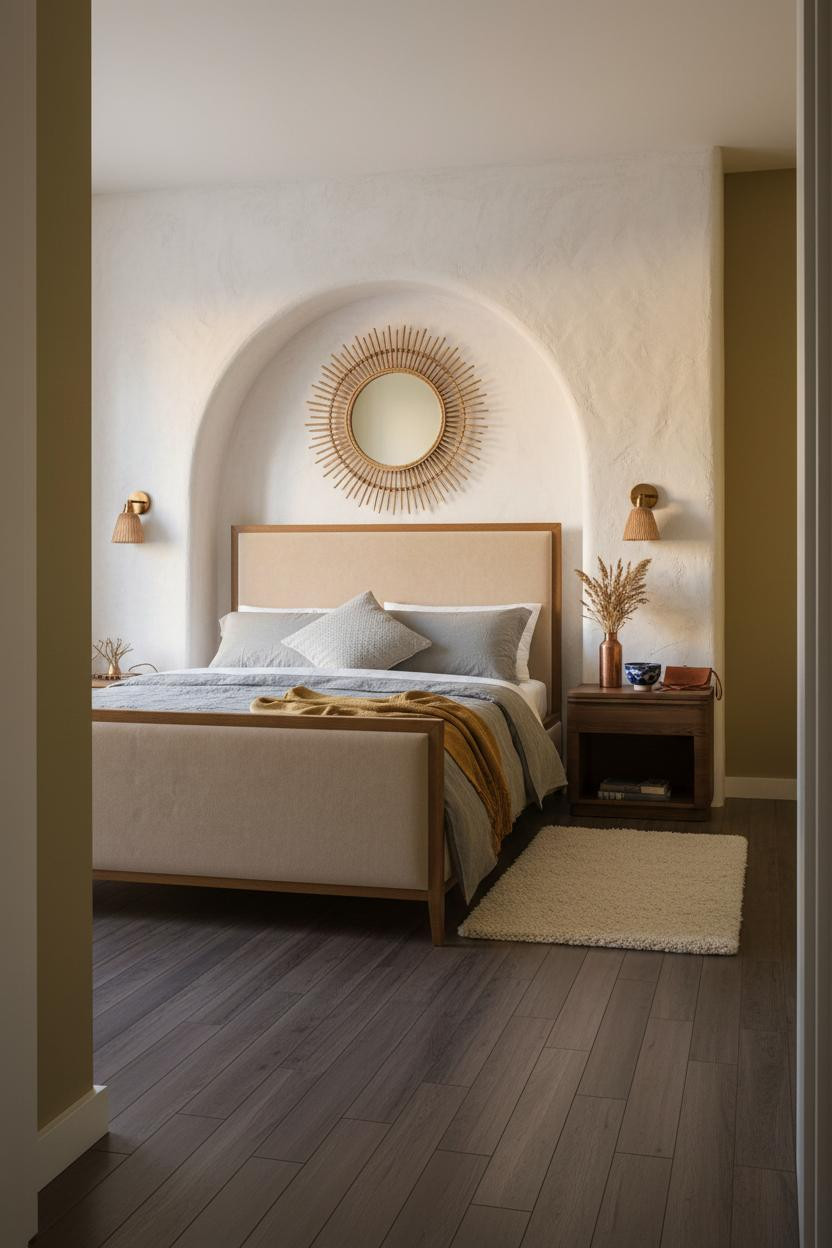 Boho Studio Apartment Whitewashed Alcove