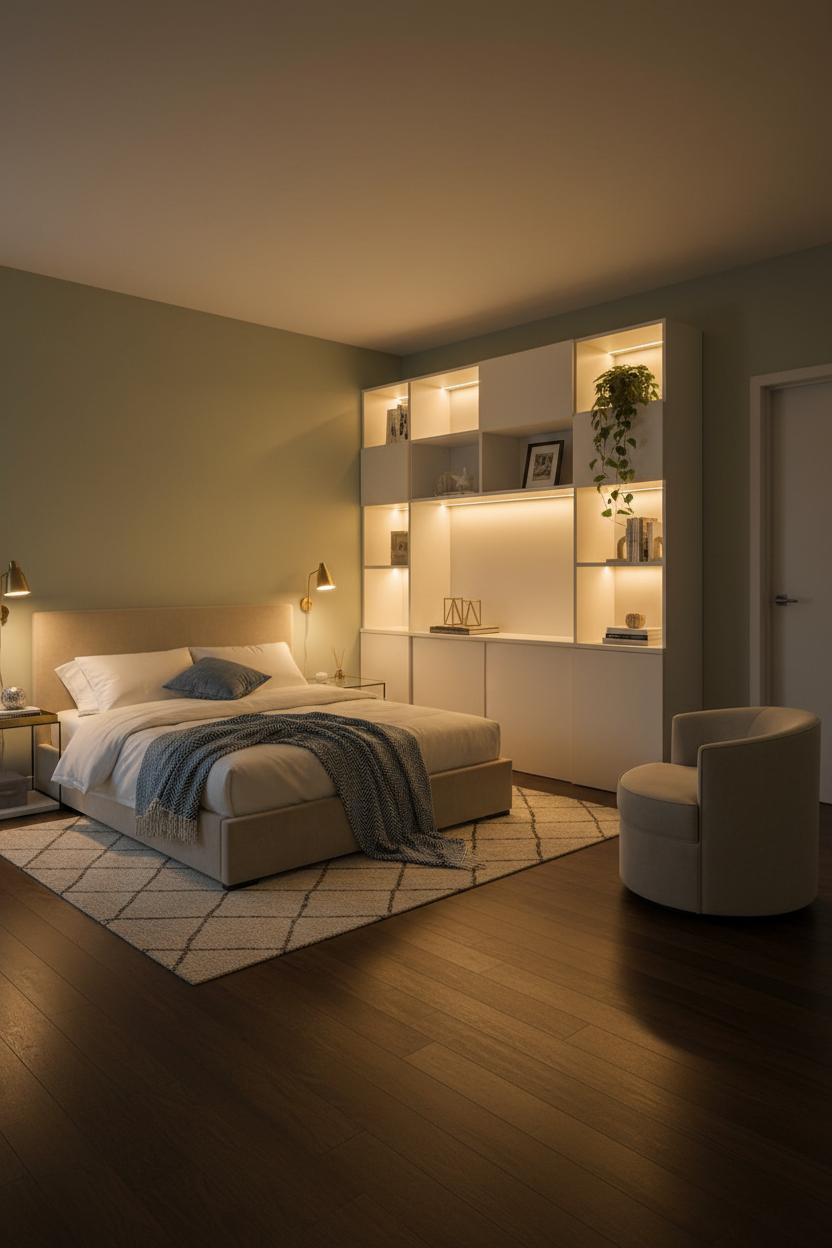 Studio Apartment Design Modular Shelving