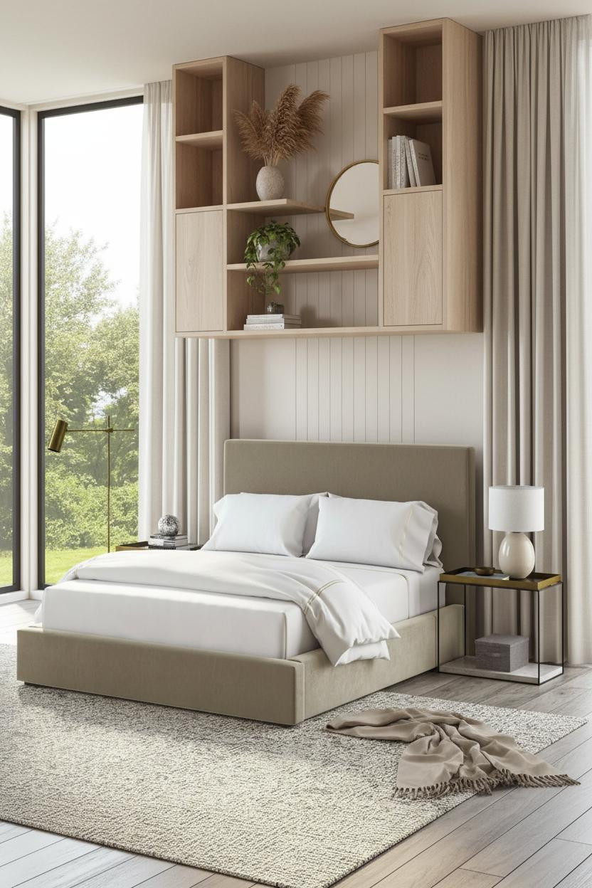 Studio Apartment Design Japandi Floating Shelves