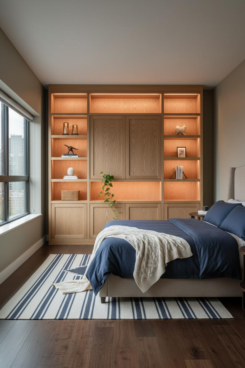 Studio Apartment Design Farmhouse Shelving
