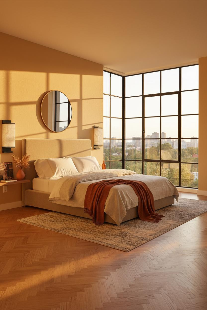 Studio Apartment Design MCM Warm Layout
