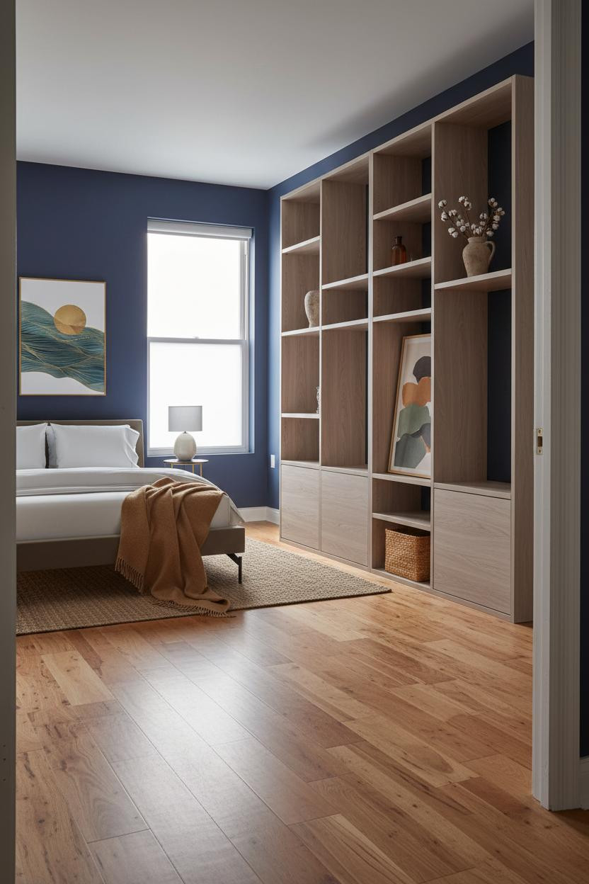 Studio Apartment Design Japandi Shelving