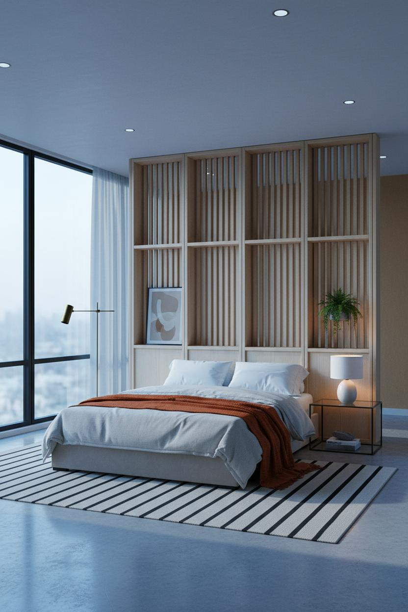 Studio Apartment Design Oak Divider Minimal