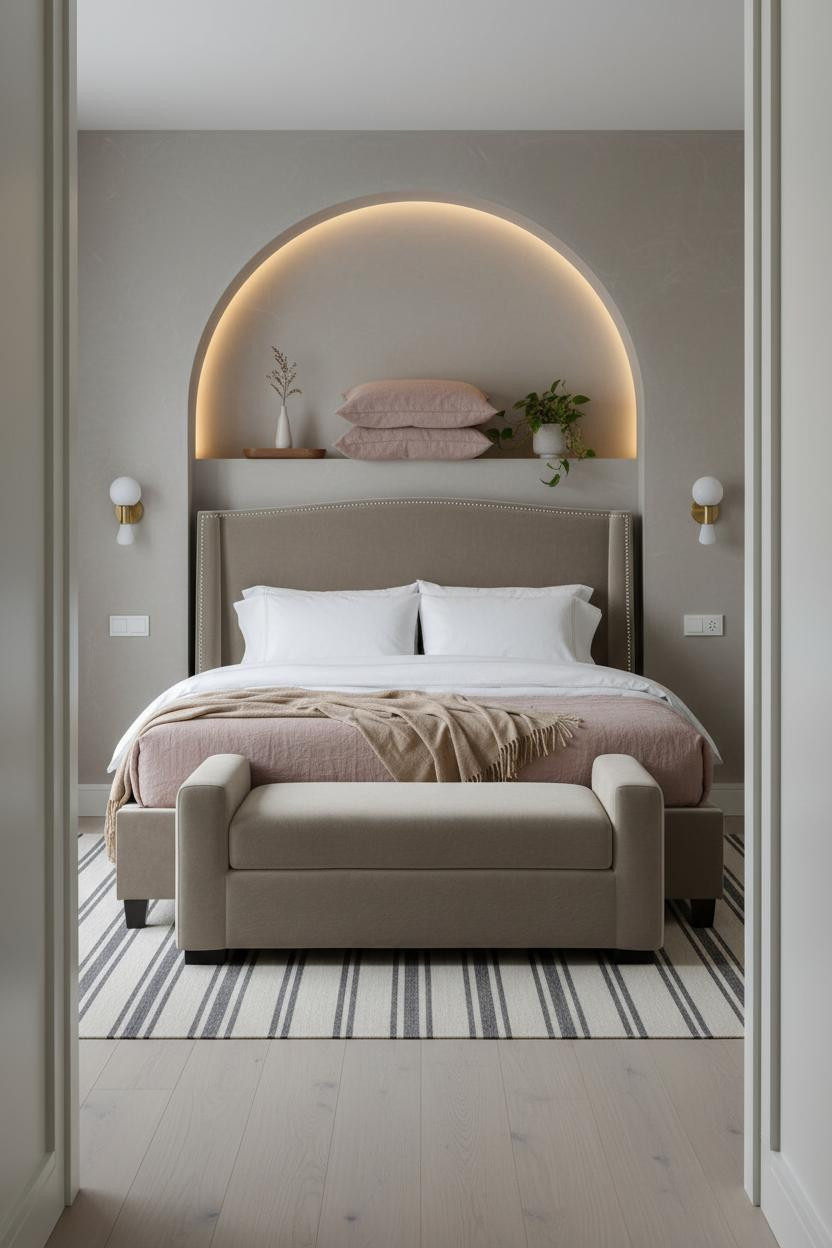 Tiny Bedroom Couples Scandi Niche Design
