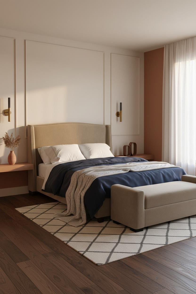 Tiny Bedroom Couples Board Batten Warm Ivory