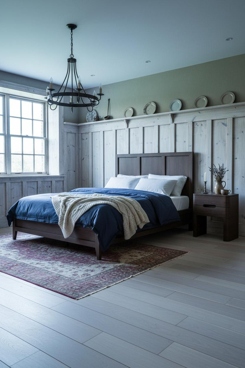 Antique Farmhouse Bedroom Wainscoting Vintage