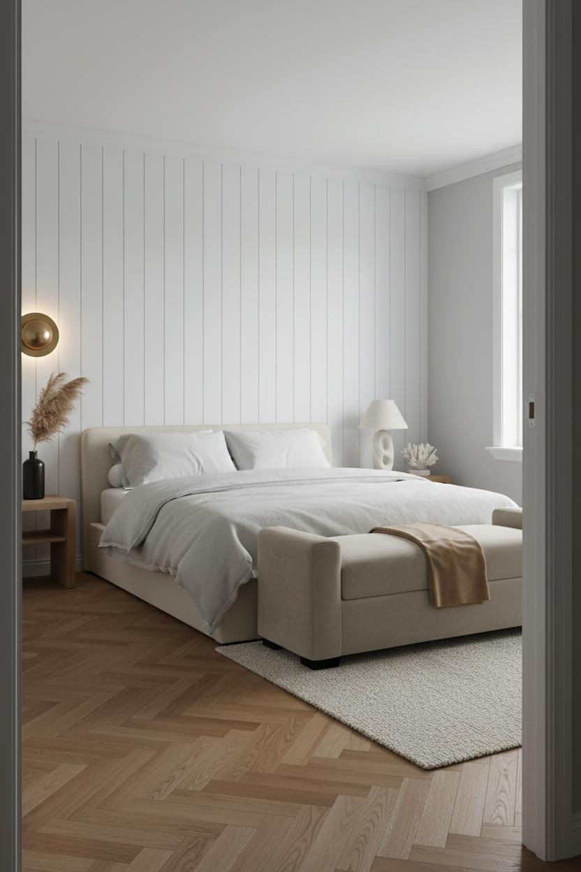 Coastal Bedroom Scandi Whitewashed Paneling Beach Vibe