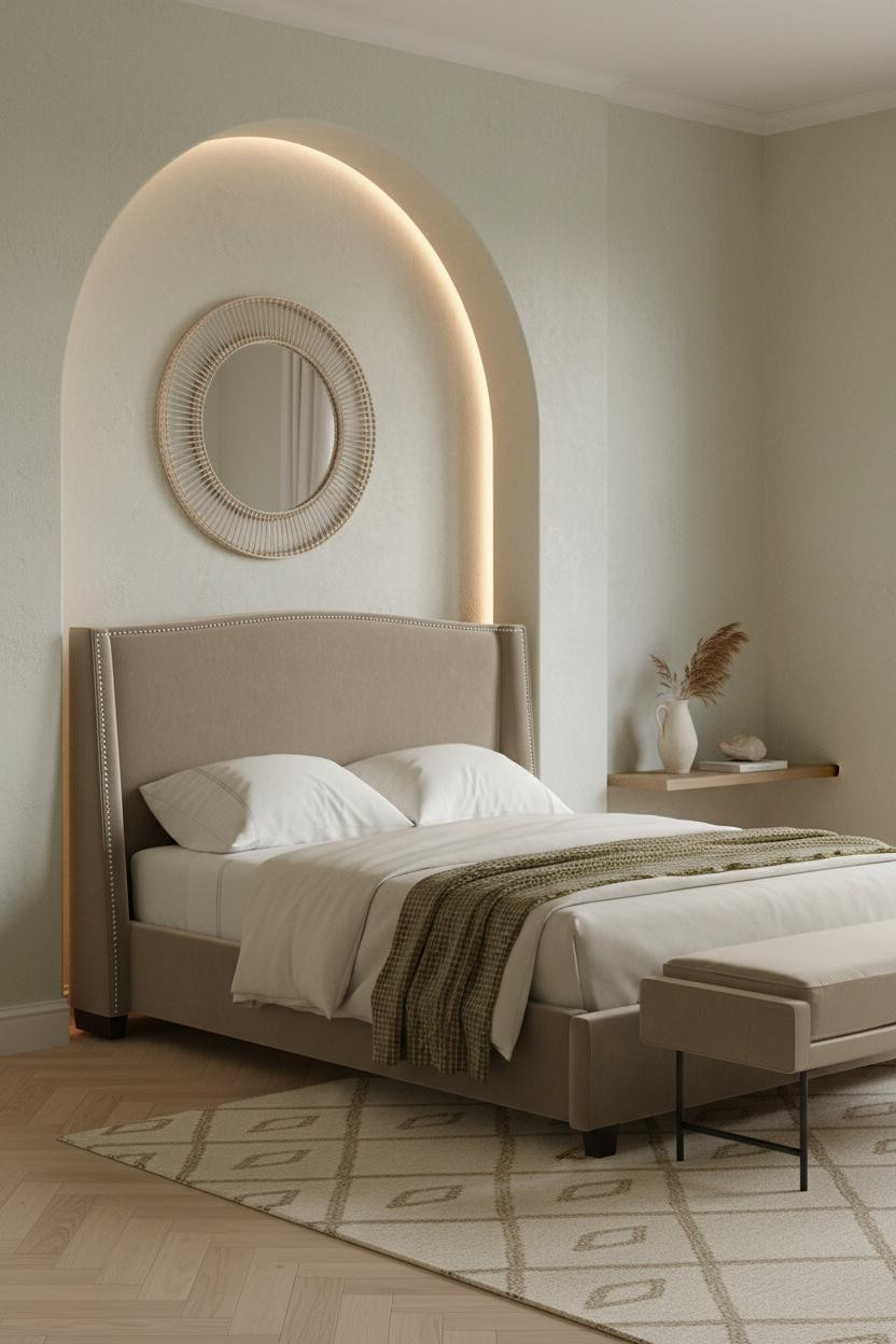 Coastal Bedroom Arched Niche Sage Beach Vibe